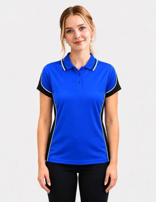 Be Seen Ladies Polo Shirt With Striped Collar (BSP15L)