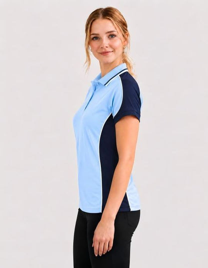 Be Seen Ladies Polo Shirt With Striped Collar (BSP15L)