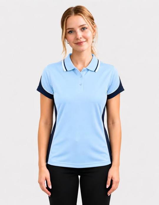 Be Seen Ladies Polo Shirt With Striped Collar (BSP15L)