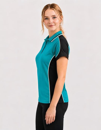 Be Seen Ladies Polo Shirt With Striped Collar (BSP15L)