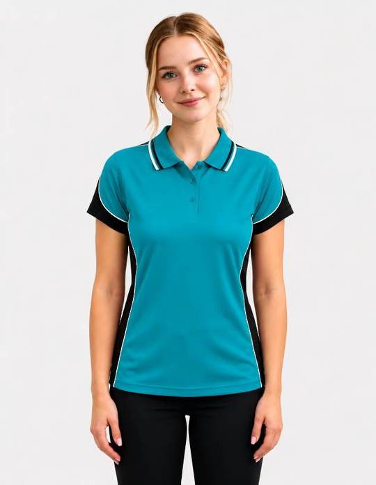 Be Seen Ladies Polo Shirt With Striped Collar (BSP15L)