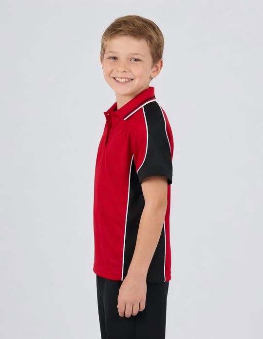 Be Seen Kids Polo Shirt With Striped Collar (BSP16K)