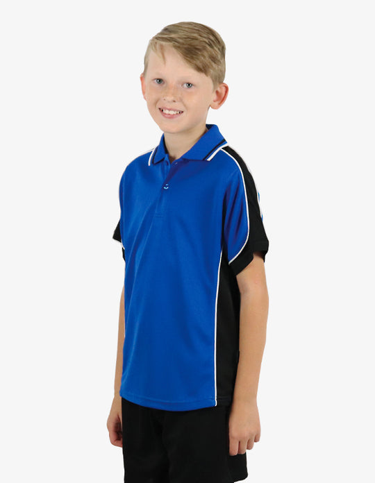 Be Seen Kids Polo Shirt With Striped Collar (BSP16K)-Clearance