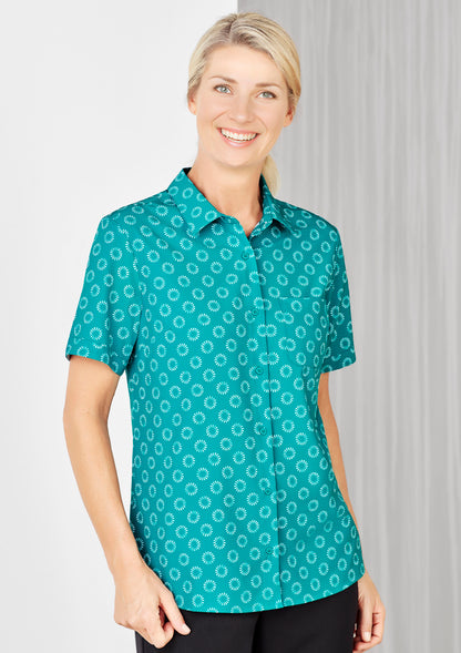 Biz Care Womens Florence Daisy Print Short Sleeve Shirt (CS948LS)