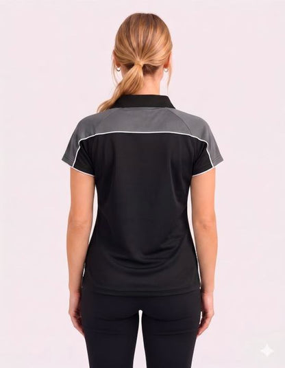 Be Seen Ladies Polo Shirt With Contrast Sleeve Edge Piping (The Chameleon)