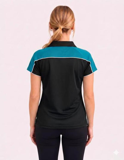 Be Seen Ladies Polo Shirt With Contrast Sleeve Edge Piping (The Chameleon)