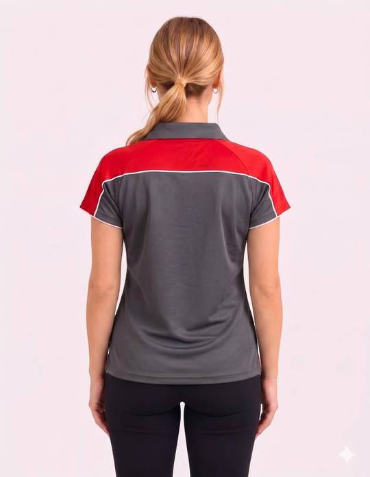 Be Seen Ladies Polo Shirt With Contrast Sleeve Edge Piping (The Chameleon)