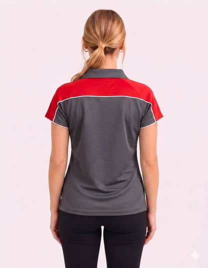 Be Seen Ladies Polo Shirt With Contrast Sleeve Edge Piping (The Chameleon)