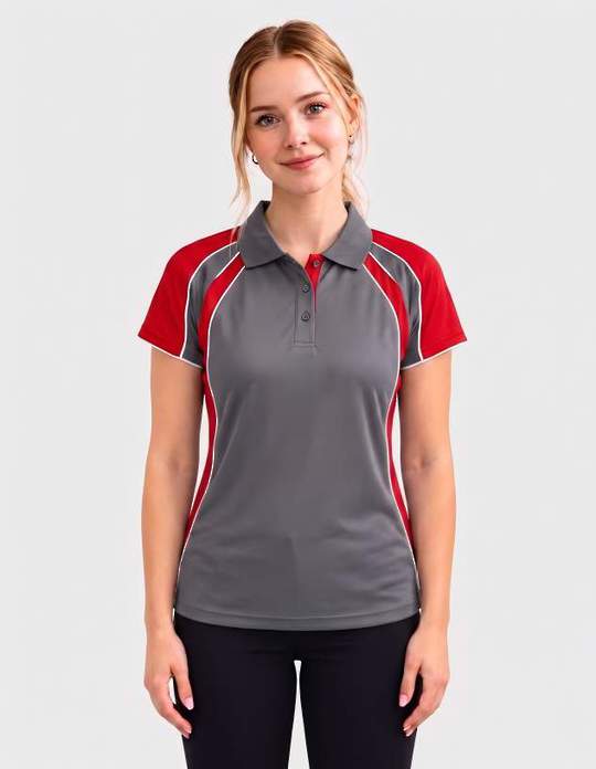 Be Seen Ladies Polo Shirt With Contrast Sleeve Edge Piping (The Chameleon)