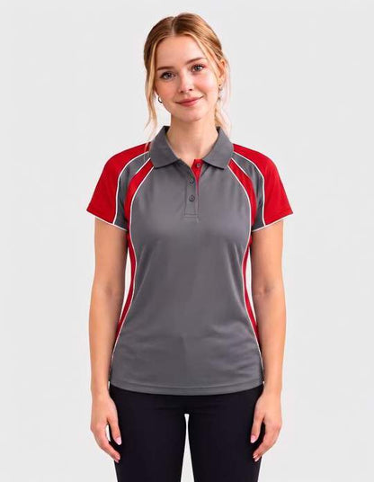 Be Seen Ladies Polo Shirt With Contrast Sleeve Edge Piping (The Chameleon)