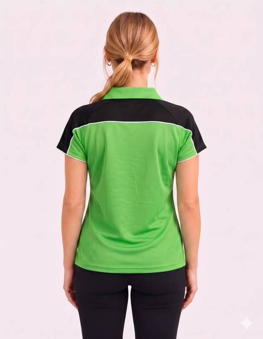 Be Seen Ladies Polo Shirt With Contrast Sleeve Edge Piping (The Chameleon)