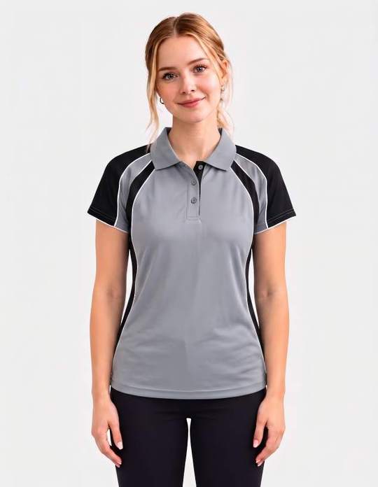 Be Seen Ladies Polo Shirt With Contrast Sleeve Edge Piping (The Chameleon)