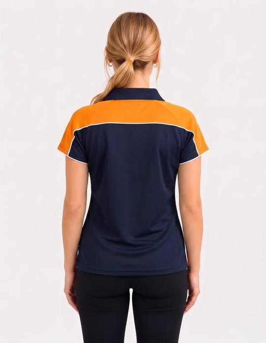 Be Seen Ladies Polo Shirt With Contrast Sleeve Edge Piping (The Chameleon)