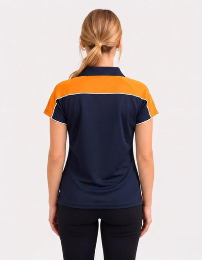 Be Seen Ladies Polo Shirt With Contrast Sleeve Edge Piping (The Chameleon)