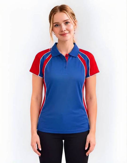Be Seen Ladies Polo Shirt With Contrast Sleeve Edge Piping (The Chameleon)
