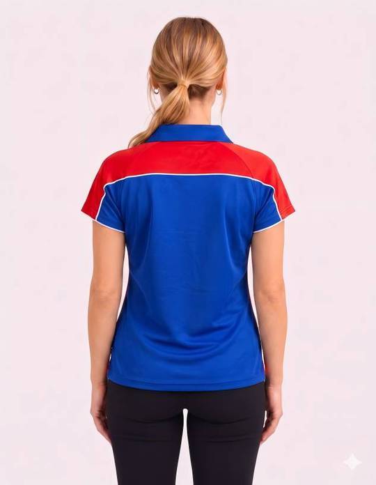 Be Seen Ladies Polo Shirt With Contrast Sleeve Edge Piping (The Chameleon)