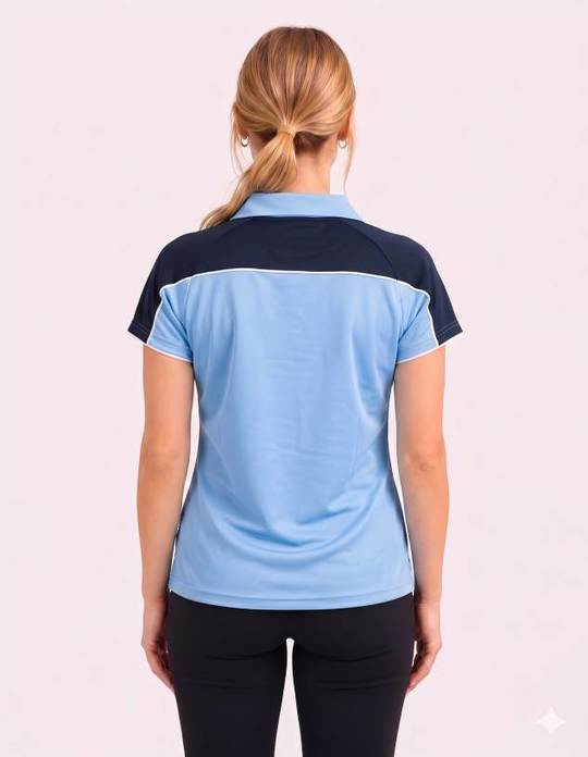 Be Seen Ladies Polo Shirt With Contrast Sleeve Edge Piping (The Chameleon)