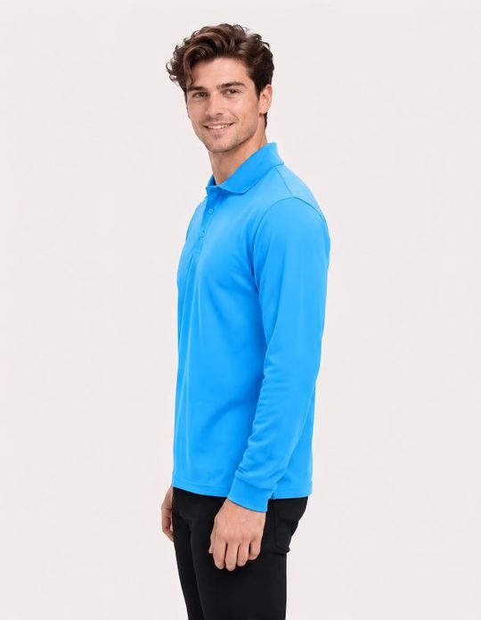 Be Seen Men's Plain Polo Shirt Long Sleeve (The Falcon)