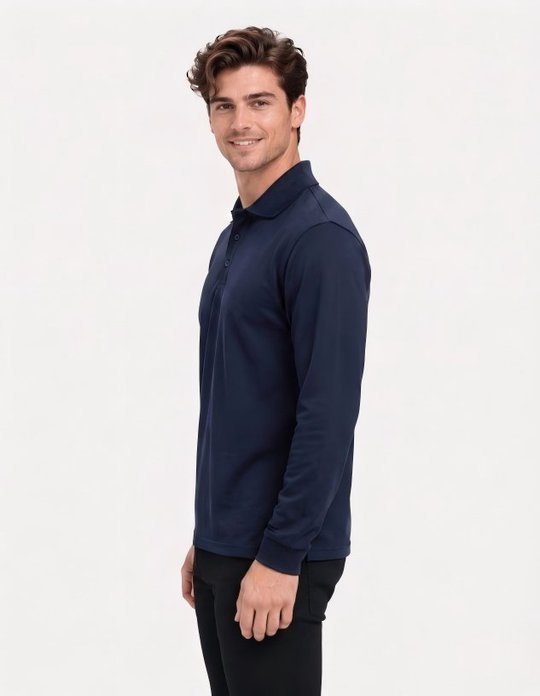 Be Seen Men's Plain Polo Shirt Long Sleeve (The Falcon)