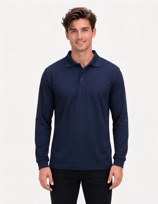 Be Seen Men's Plain Polo Shirt Long Sleeve (The Falcon)