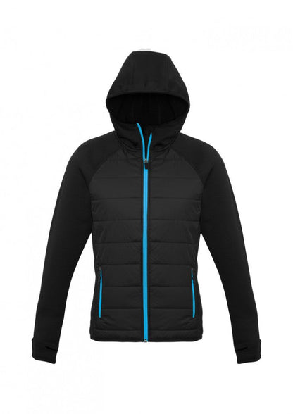 Biz Collection-Biz Collection Ladies Stealth Tech Hoodie-BLACK/CYAN / XS-Corporate Apparel Online - 3