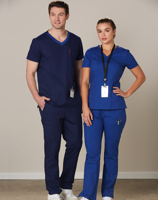 Winning Spirit  Ladies Semi-elastic Waist Tie Solid Colour Scrub Pants (M9720)