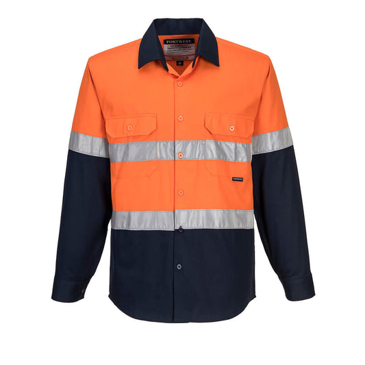 Portwest Hi-Vis Two Tone Regular Weight Long Sleeve Shirt with Tape (MA101)