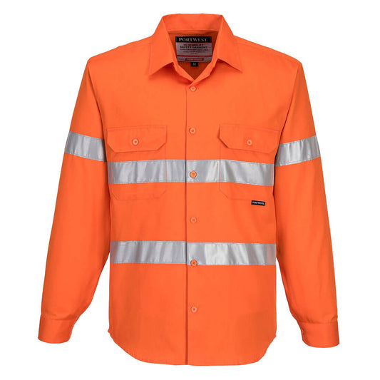 Portwest Hi-Vis Regular Weight Long Sleeve Shirt with Tape (MA191)