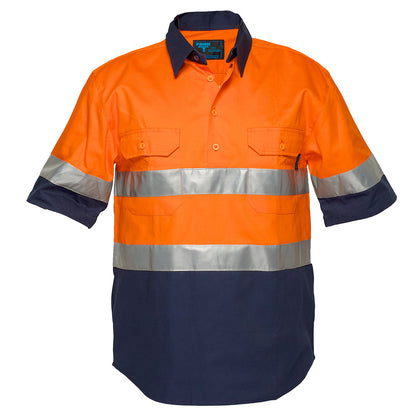 Portwest Hi-Vis Two Tone Regular Weight Short Sleeve Closed Front Shirt with Tape (MC102)
