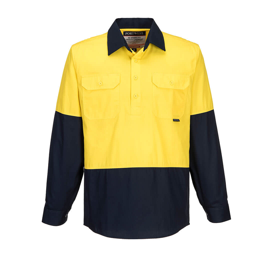 Portwest Hi-Vis Two Tone Lightweight Long Sleeve Closed Front Shirt (MC801)