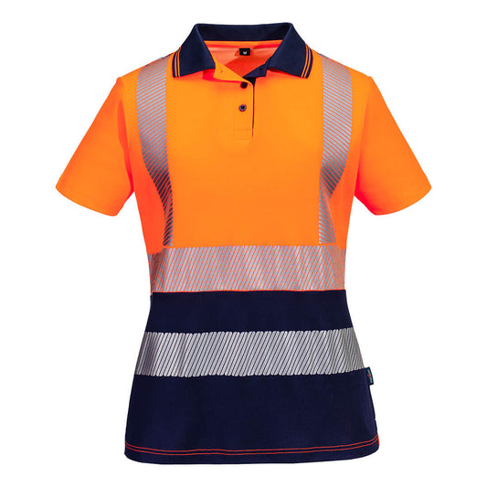 Portwest Hi-Vis Womens Cotton Comfort Contrast Polo Shirt S/S (ML210)
