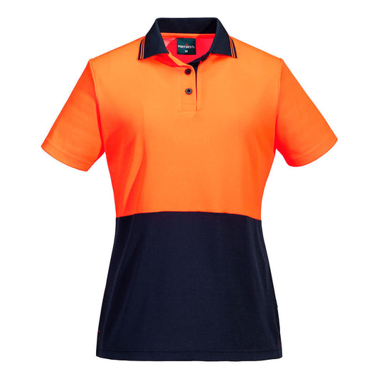 Portwest Hi-Vis Women's Cotton Comfort Contrast Class D Polo Shirt S/S (ML211)