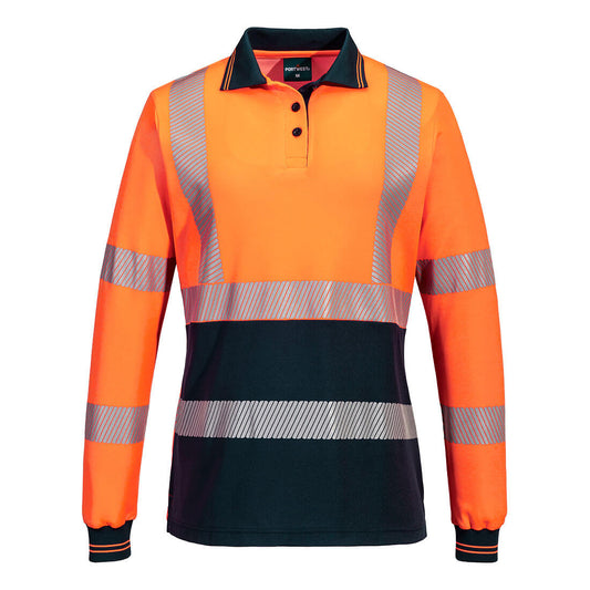 Portwest Hi-Vis Women's Cotton Comfort Polo Shirt L/S (ML212)