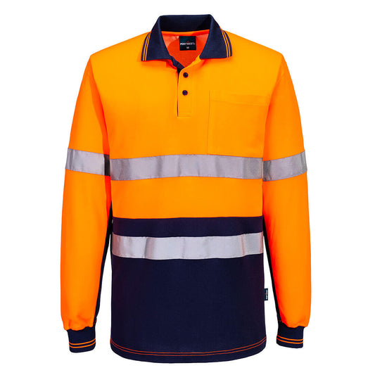 Portwest Hi-Vis Class D/N Cotton Comfort Contrast Polo Shirt L/S (MP413)