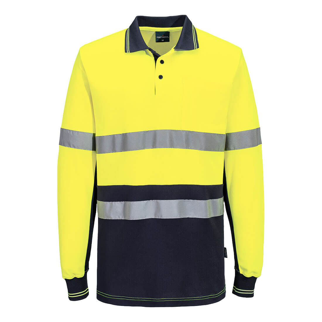 Portwest Hi-Vis Class D/N Cotton Comfort Contrast Polo Shirt L/S (MP413)