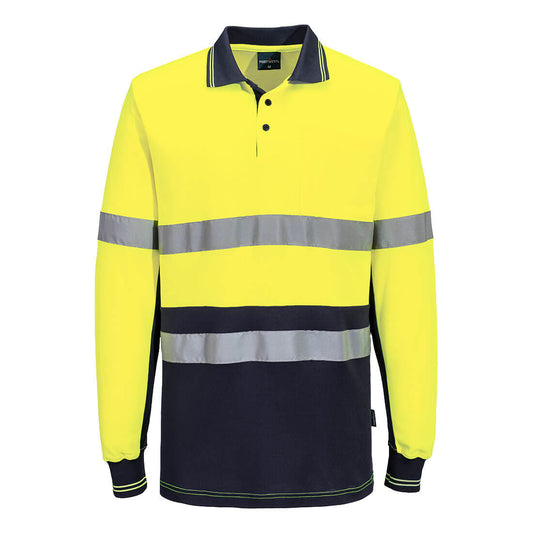Portwest Hi-Vis Class D/N Cotton Comfort Contrast Polo Shirt L/S (MP413)