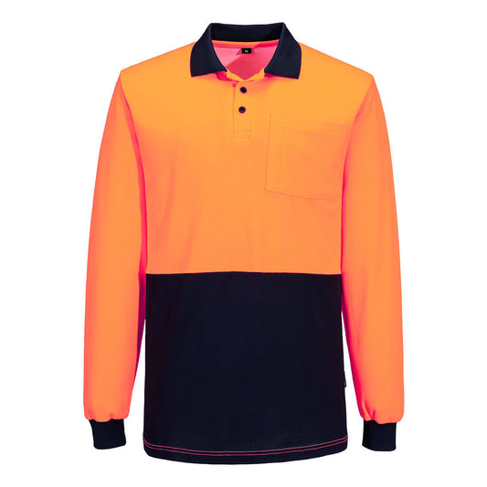 Portwest Hi-Vis Cotton Comfort Contrast Class D Polo Shirt L/S (MP414)
