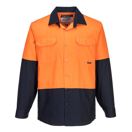 Portwest Hi-Vis Two Tone Lightweight Long Sleeve Shirt (MS801)