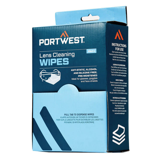 Portwest Lens Cleaning Wipes (100 towelettes)  (PA01)