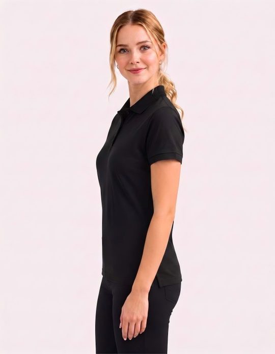Be Seen Ladies Plain Polo Shirt With Herringbone Tape At Neck (The Piranha)