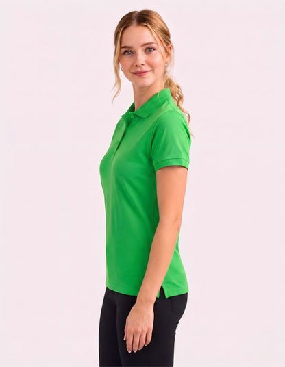 Be Seen Ladies Plain Polo Shirt With Herringbone Tape At Neck (The Piranha)-Clearance