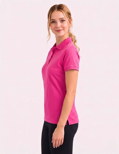Be Seen Ladies Plain Polo Shirt With Herringbone Tape At Neck (The Piranha)-Clearance