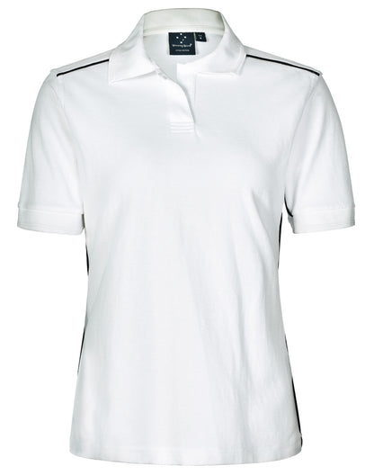 Winning Spirit Ladies' Pure Cotton Contrast Piping Short Sleeve Polo (PS26)