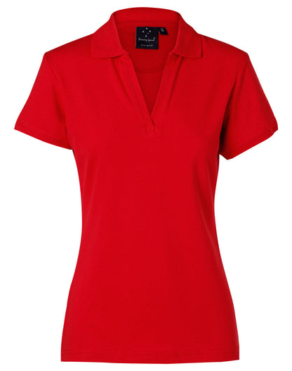 Winning Spirit Ladies' Short Sleeve Cotton/Elastane Polo 2st (4 colour)-(PS40)