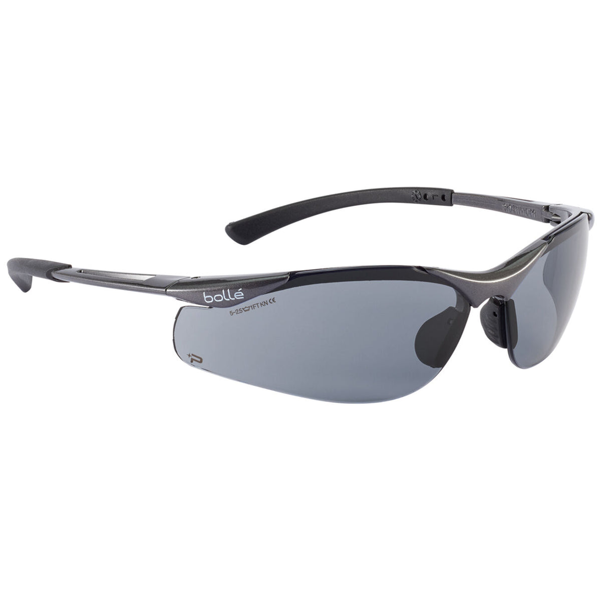 Bolle Safety Contour Dark Gun Frame Platinum As/Af Smoke Lens - (1615502) (10 Pack)