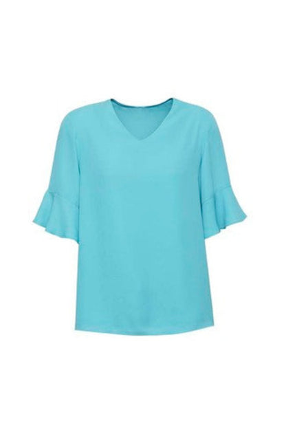 Biz Corporate Womens Aria Fluted Sleeve Blouse (RB966LS)-Clearance
