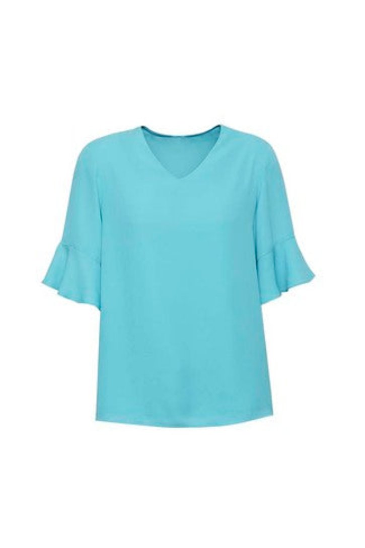 Biz Corporate Womens Aria Fluted Sleeve Blouse (RB966LS)-Clearance