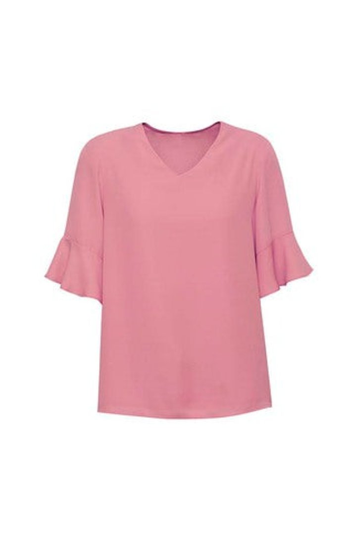 Biz Corporate Womens Aria Fluted Sleeve Blouse (RB966LS)-Clearance