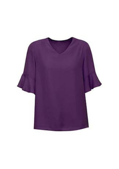 Biz Corporate Womens Aria Fluted Sleeve Blouse (RB966LS)-Clearance