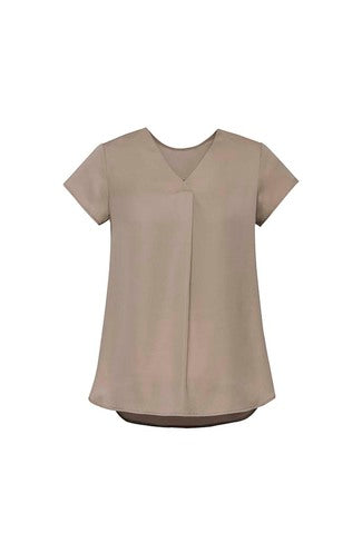 Biz Corporate Womens Kayla V-neck Pleat Blouse (RB967LS)-Clearance